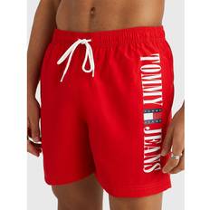 Tommy Hilfiger Red Swimming Trunks Tommy Hilfiger Men's Logo Print 7" Swim Trunk Red Deep Crimson