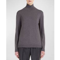 Gray - Turtleneck Sweaters - Women Max Mara Weekend Turtleneck Silk-Wool Pullover GREY