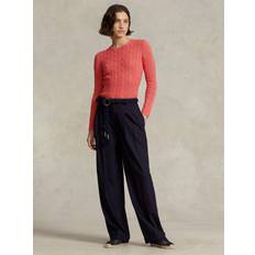 Polo Ralph Lauren Dame - Strikkegensere Polo Ralph Lauren Julianna Cable-Knit Cotton Crewneck Genser Coral