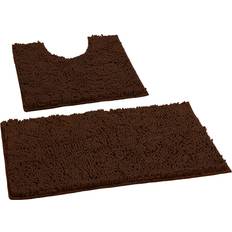 LuxUrux Sets 2 Piece, Luxury Chenille Bath Brown 19.7x31.5"