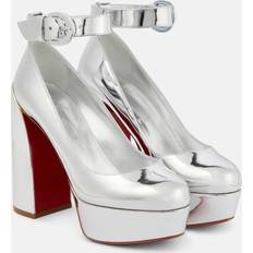 Christian Louboutin Silver - Women Shoes Christian Louboutin Movidastrap metallic leather pumps silver