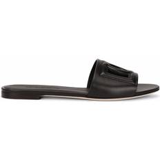 Dolce & Gabbana DG Millennials logo slides women Calf Leather/Calf Leather/Goat Skin/Leather Black