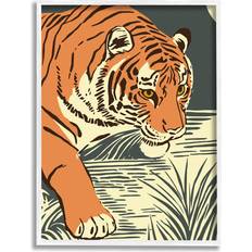 Stupell Industries Contemporary Tiger Jungle Nature White Framed Art 11x14"
