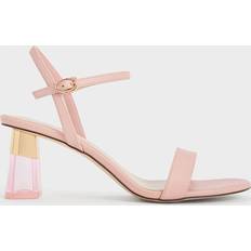 Clear Trapeze Heel Sandals Blush