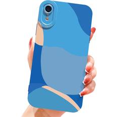 Mobile Phone Accessories YKCZL Compatible with iPhone XR Case 6.1 Inch, Cute Painted Art Full Camera Lens Protective Slim Soft Shockproof Phone Case for Women Girl-Dark Blue
