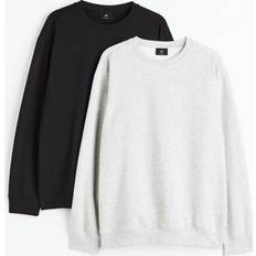 H&M 2-Pack Sweatshirts Relaxed Fit Hellgraumeliert/Schwarz in Größe XS. Farbe: Light grey marl/black