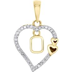 JFL Heart Pendant Dangling Initials A to Z Charm - Gold/Diamond