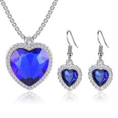 Jewelry Sets Titanic Heart of The Ocean Necklace Earrings Jewelry Set, AILUOR Crystal Pendants Necklace Titanic Jewelry Set Eternal Classic, Mother's Day Jewelry Set Gifts Wedding Prom Jewelry Blue