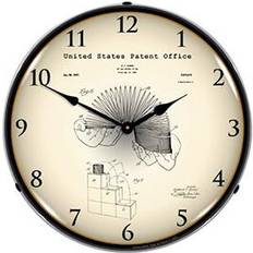 Collectable Sign and Clock 1947 Slinky Toy Patent Blueprint Backlit Beige Wall Clock 14"