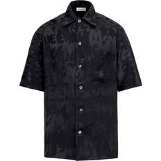 Alexander McQueen Graffiti-jacquard short-sleeve shirt men Viscose Black