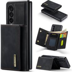 Oidealo 2 in 1 Wallet Case for Samsung Galaxy Z Fold 3, DG.MING Retro Leather Cell Phone Back Cover Magnetic Detachable with Trifold Wallet Credit Card Cash Holder Black