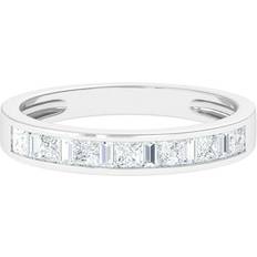 Engagement Rings - Men Rosec Jewels Princess Cut Moissanite Eternity Band Ring for Men 1.25 CT 925 Sterling Silver 12.00