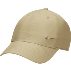 Beige - Men Caps Nike Dri-FIT Club Unstructured Metal Swoosh Cap - Neutral Olive/Metallic Silver