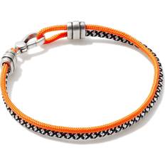 Kendra Scott Men Bracelets Kendra Scott Men's Kenneth Oxidized Sterling Silver Corded Bracelet in Orange Mix Paracord One