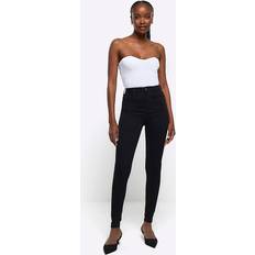 Black high waisted slim coated jeans