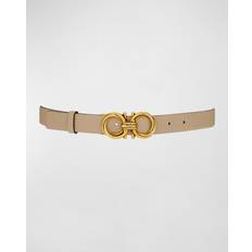 Ferragamo Women Belts Ferragamo Gancini Adjustable Leather Belt Brown