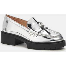 Silver Loafers Coach Leah Metallic Leather Loafers