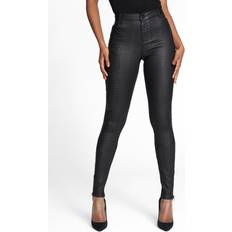 Jeans Alloy Apparel Tall Textured Faux Leather Plus Jeans for Women in Black length