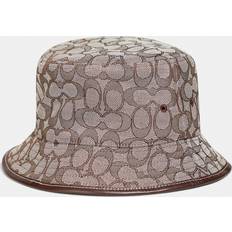 Coach Women Hats Coach Women's Signature Jacquard Canvas Bucket Hat Stone/saddle Stone/saddle