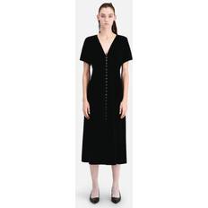 Short Dresses - Velvet The Kooples Long Black Velvet Dress With Buttoning BLACK