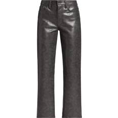 Gold - Women Pants Agolde Sloane Leather-Blend Mid-Rise Straight-Leg Pants Grey