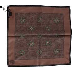 Herre Brystlommetørklær Dolce & Gabbana Brown Patterned Silk Square Handkerchief Scarf