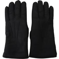 Dolce & Gabbana Men Gloves & Mittens Dolce & Gabbana Black Lambskin Leather Hands Mitten Mens Gloves