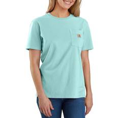 Turquoise - Women Tops Carhartt Women's Loose Fit Heavyweight Short-Sleeve Pocket T-Shirt, 103067