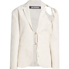 Women - XXL Blazers Jacquemus La Veste Galliga linen-blend blazer white