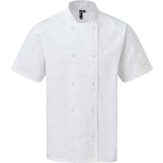 Hvite - Unisex Jakker Premier Coolchecker Short-Sleeved Chef Jacket