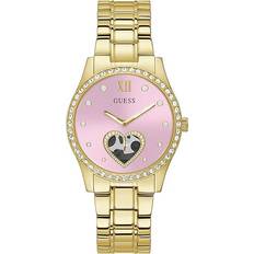 Guess Ladies Trend Heart-Shaped Cut-Thru 38mm Pink Gold-Tone Case & Bracelet