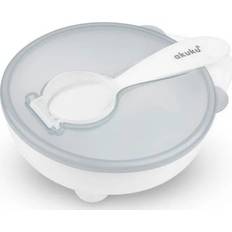 Tallerkener & skåler AKUKU Baby Breischale mit Deckel und Löffel weiß Behälter Aufbewahrung auslaufsicher für Babybrei Babynahrung Beikost Baby Food Storage Feeding Bowl Babyteller Schüssel Kinder-Teller Weiß