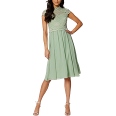 Knelange kjoler Bubbleroom Jolie Short Sleeve Midi Dress - Dusty Green