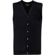 Herre - Svarte Cardigans Russell Collection V-neck Sleeveless Knitted Cardigan