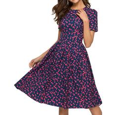 Simple Flavor Women's Floral Summer Midi Dress - Red
