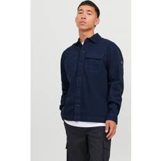 Jack & Jones Men Blazers Jack & Jones Mens Classic Ben Long Sleeve Relaxed Overshirt Navy Blazer