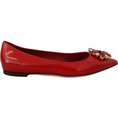Dolce & Gabbana Low Shoes Dolce & Gabbana Red Leather Crystals Loafers Flats Shoes
