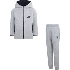 Girls Fleece Sets Children's Clothing Nike Kid's Sportswear Tech Fleece Full-Zip Hoodie Set 2pcs -Dark Grey Heather (86L050-042)