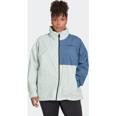 Damen - Leinen Oberbekleidung Adidas Terrex Multi RAIN.RDY Two-Layer Rain Jacket Plus Size Linen Green Wonder Steel 1X,2X,3X,4X