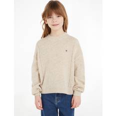 Tommy Hilfiger Knitted Sweaters Tommy Hilfiger Girls Beige Embroidered Wool Sweater Ivory year