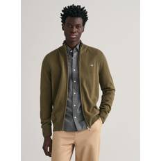 Gant Cardigans Gant Men Casual Cotton Zip Cardigan Green