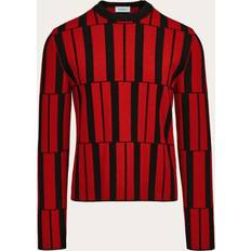 Ferragamo Men Sweaters Ferragamo Red Geometric Sweater