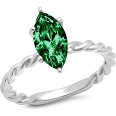 Gray - Solitaire Rings Clara Pucci 2ct marquise cut green simulated emerald 14k white gold anniversary engagement ring