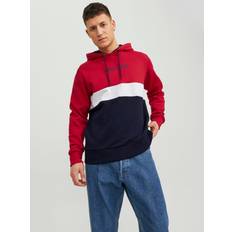 Rot Pullover Jack & Jones Male Hoodie Colorblock