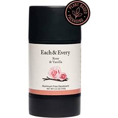 Deodorants Each & Every Natural Aluminum-Free Deodorant for Sensitive Skin with Essential Oils, Plant-Based Packaging, Rose