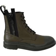 Dolce & Gabbana Lace Boots Dolce & Gabbana Green Leather Boots Zipper Mens Shoes