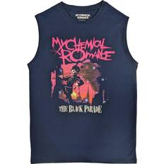 L - Unisex Singleter My Chemical Romance March Cotton Tank Top Navy