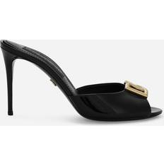 Damen - Slip-on Pumps Dolce & Gabbana Pantoletten DG aus Lackleder Schwarz