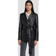 M - Men Blazers 7 For All Mankind Faux Leather Wrap Blazer in Black