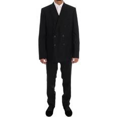 Svarte Dresser Dolce & Gabbana Black Wool Breasted Slim Fit Suit IT54
